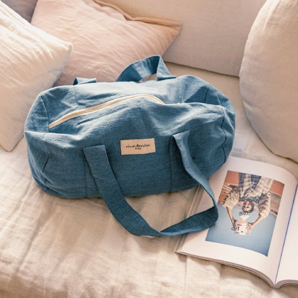 Rivedroite - Sac Polochon En Coton Recyclé - Denim Clair 3 Rivedroite - Sac Polochon En Coton Recyclé - Denim Clair