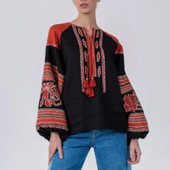 Etnodim - Chemise Manches Longues - Noir & Rouge