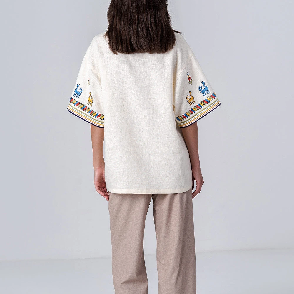 Etnodim - Chemise à Broderies Colorées - Crème 8 Etnodim - Chemise à Broderies Colorées - Crème – Image 6