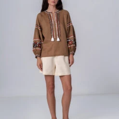 Etnodim - Chemise Brodée - Marron -Mode Vêtements Magasin 2 293811a7 ed0a 4ee7 b9e4 edf694655c61