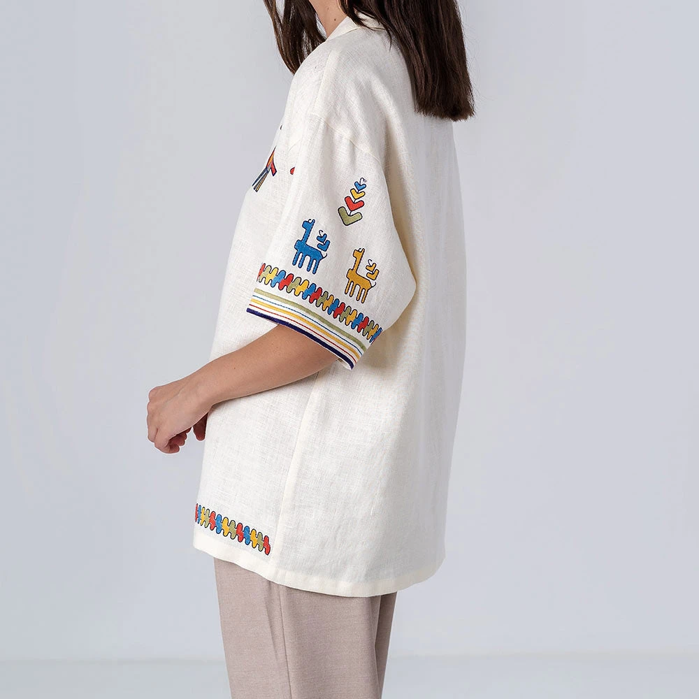 Etnodim - Chemise à Broderies Colorées - Crème 7 Etnodim - Chemise à Broderies Colorées - Crème – Image 5