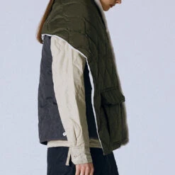 Taion - Doudoune Matelassées Reversible Down Stole - Olive / Cream -Mode Vêtements Magasin 4 2de11364 cb84 4593 958f 73537f141e6c