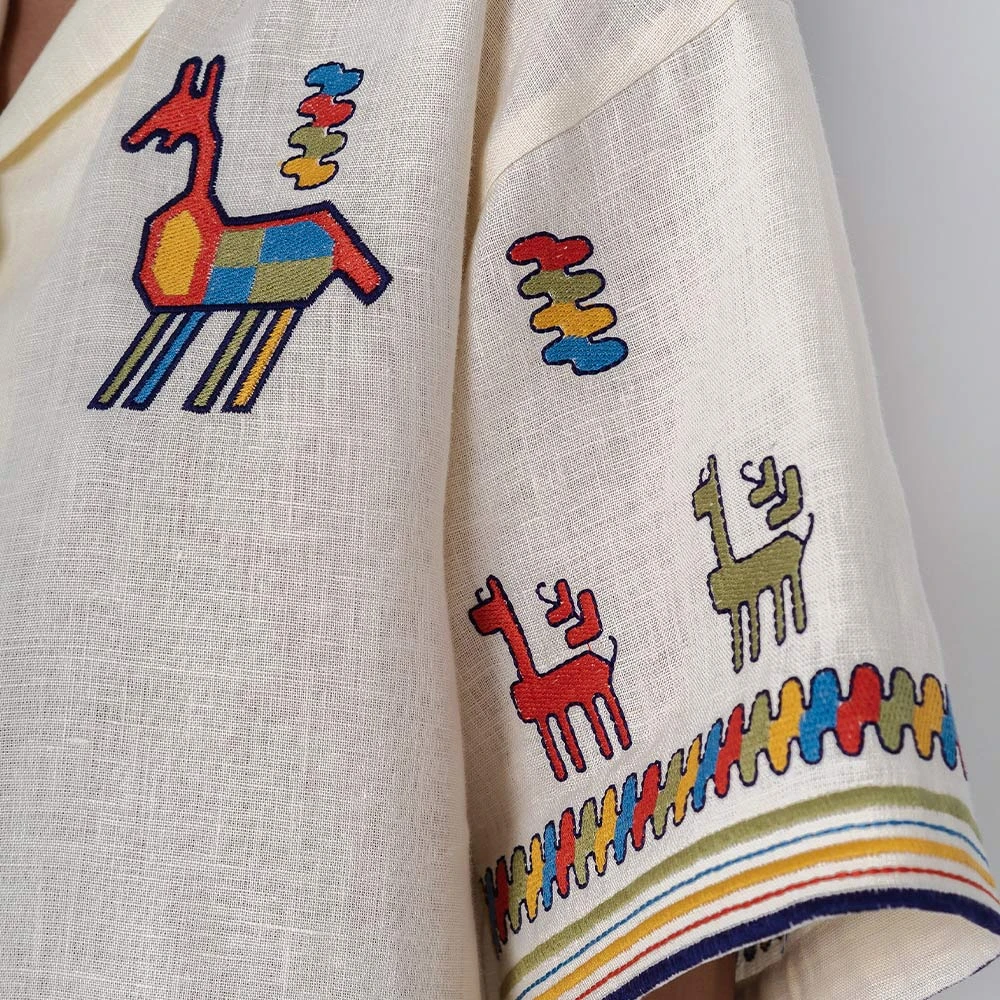 Etnodim - Chemise à Broderies Colorées - Crème 6 Etnodim - Chemise à Broderies Colorées - Crème – Image 4