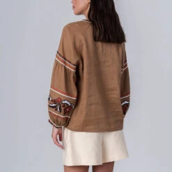 Etnodim - Chemise Brodée - Marron -Mode Vêtements Magasin 6 1f8cff7d e419 4010 a245 23fbe58b9c6e