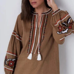 Etnodim - Chemise Brodée - Marron -Mode Vêtements Magasin 7 1441b7e1 b102 43f0 9b7b bd20b5db01b7