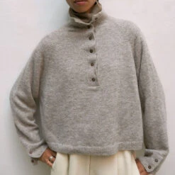 Cordera - Pull En Alpaga - Taupe -Mode Vêtements Magasin Alpaca polo taupe 1