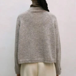 Cordera - Pull En Alpaga - Taupe -Mode Vêtements Magasin Alpaca polo taupe 2