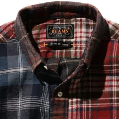 Beams Plus - Chemise à Carreaux - Gris -Mode Vêtements Magasin BD CHECK PANEL GREY 3