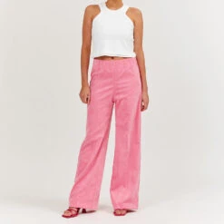 Sea Me Happy -Pantalon En Velours Côtelé Fin Gypsy - Rose Bonbon -Mode Vêtements Magasin BUBBLEGUM3