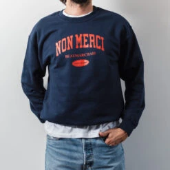Merci - Sweat College Non Merci - Bleu