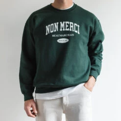 Merci - Sweat College Non Merci - Vert