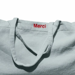 Cabas En Lin Lavé Merci - Gris Vésuve -Mode Vêtements Magasin Cabasremplidetail grisvert