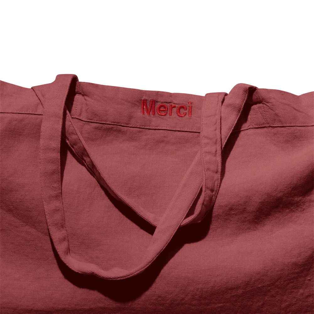 Cabas En Lin Lavé Merci - Rouge Pompei 4 Cabas En Lin Lavé Merci - Rouge Pompei – Image 2