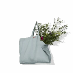 Cabas En Lin Lavé Merci - Gris Vésuve -Mode Vêtements Magasin Grandcabas grisvert