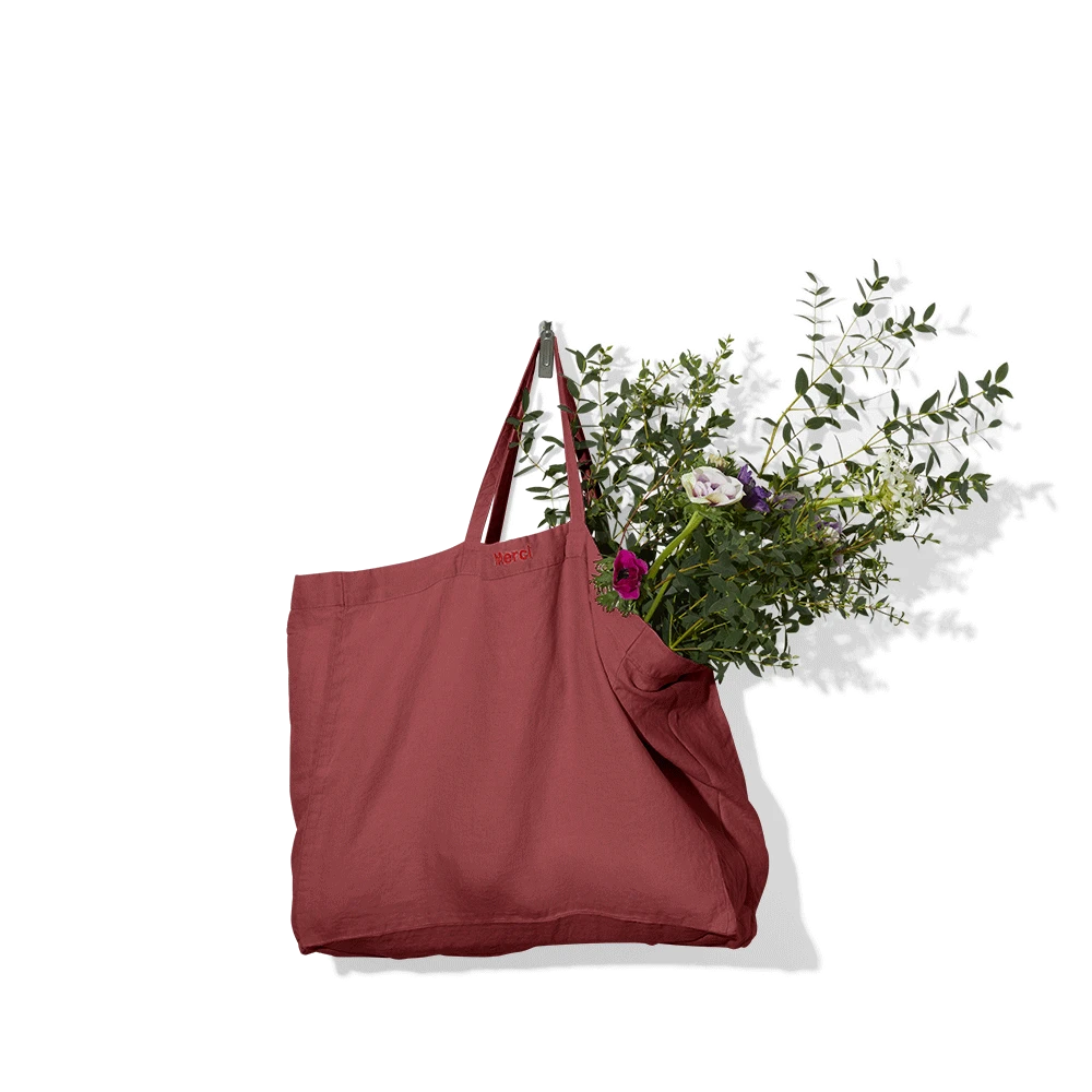 Cabas En Lin Lavé Merci - Rouge Pompei 6 Cabas En Lin Lavé Merci - Rouge Pompei – Image 4