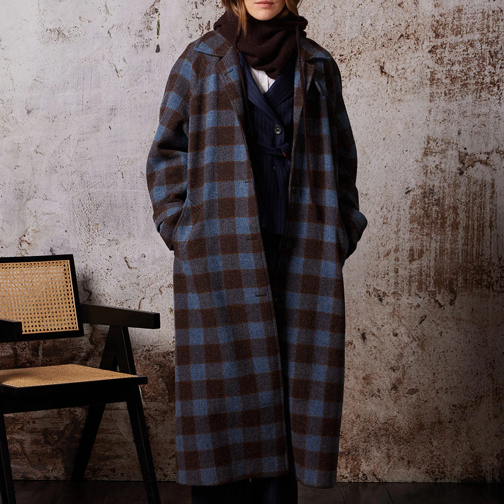 Diega - Manteau Macialo - Bleu Et Marron 4 Diega - Manteau Macialo - Bleu Et Marron – Image 2