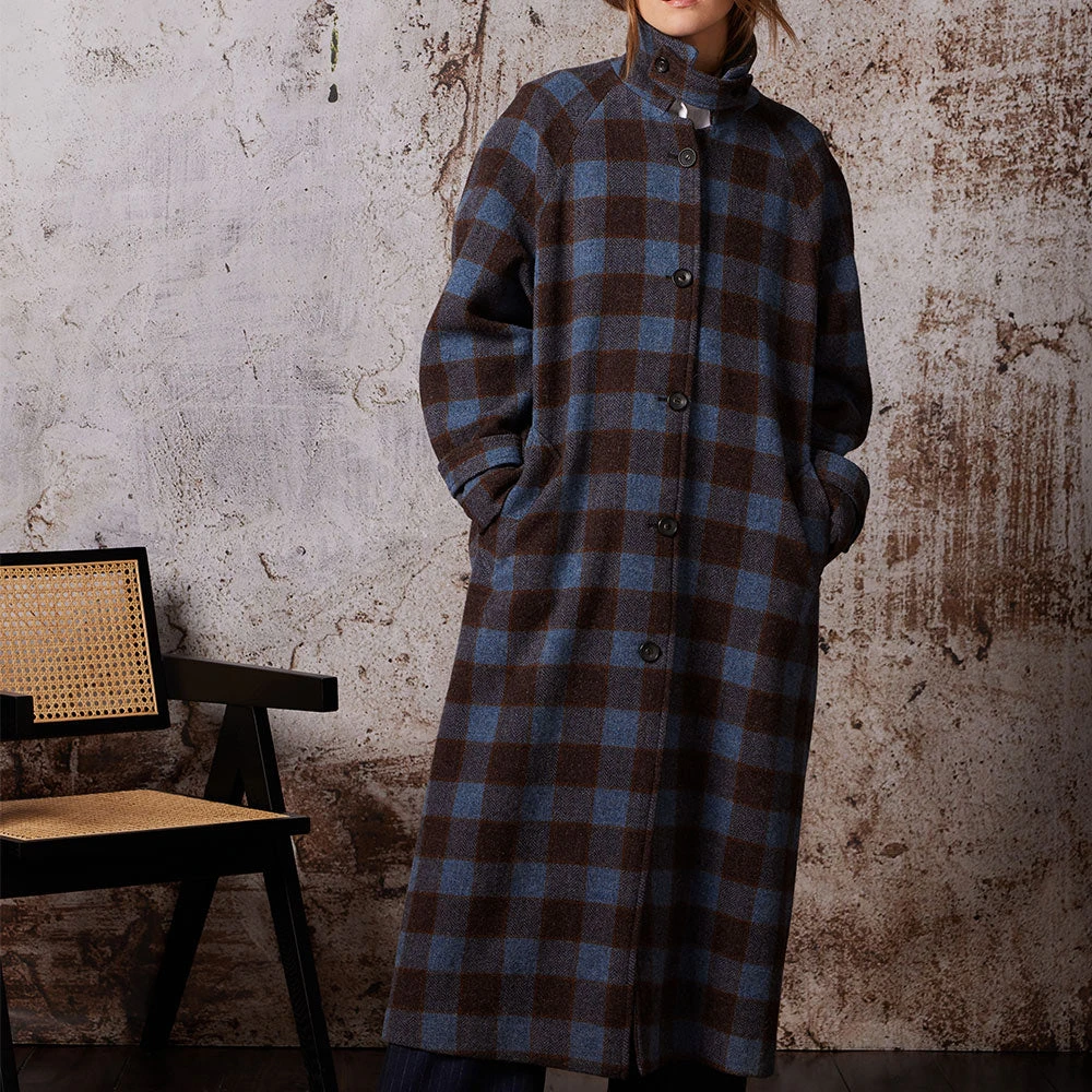 Diega - Manteau Macialo - Bleu Et Marron 5 Diega - Manteau Macialo - Bleu Et Marron – Image 3