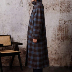 Diega - Manteau Macialo - Bleu Et Marron 14 Diega - Manteau Macialo - Bleu Et Marron -Mode Vêtements Magasin MACIALO 5