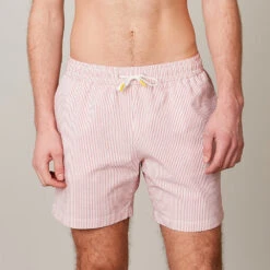 Hartford - Short De Bain Rayé - Rouge