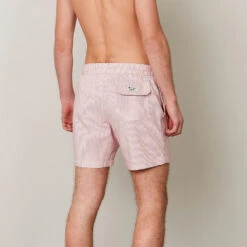 Hartford - Short De Bain Rayé - Rouge -Mode Vêtements Magasin MAILLOT4