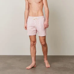Hartford - Short De Bain Rayé - Rouge -Mode Vêtements Magasin MAILLTO