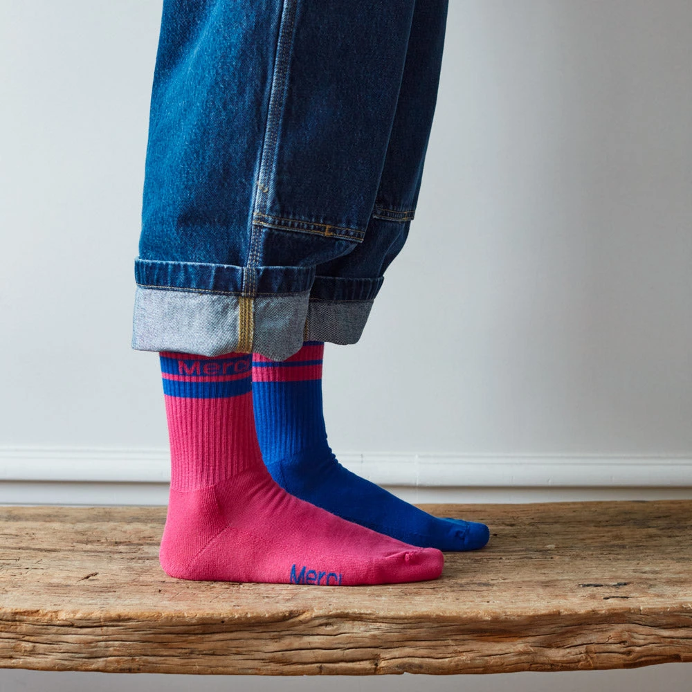 Merci - Chaussettes à Rayures - Rose 4 Merci - Chaussettes à Rayures - Rose – Image 2