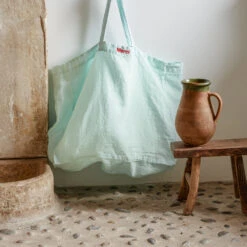 Cabas En Lin Lavé Merci - Bleu Antiparos