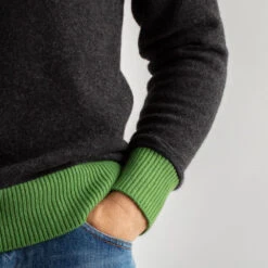 Merci - Pull En Cachemire - Noir & Vert -Mode Vêtements Magasin MERCI MODE 040723 1309