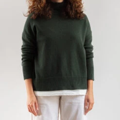 Merci - Pull Col Cheminée En Cachemire - Kaki