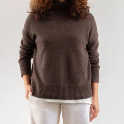 Merci - Pull Col Cheminée En Cachemire - Marron