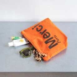 Merci - Pochette En Coton - Orange & Marron