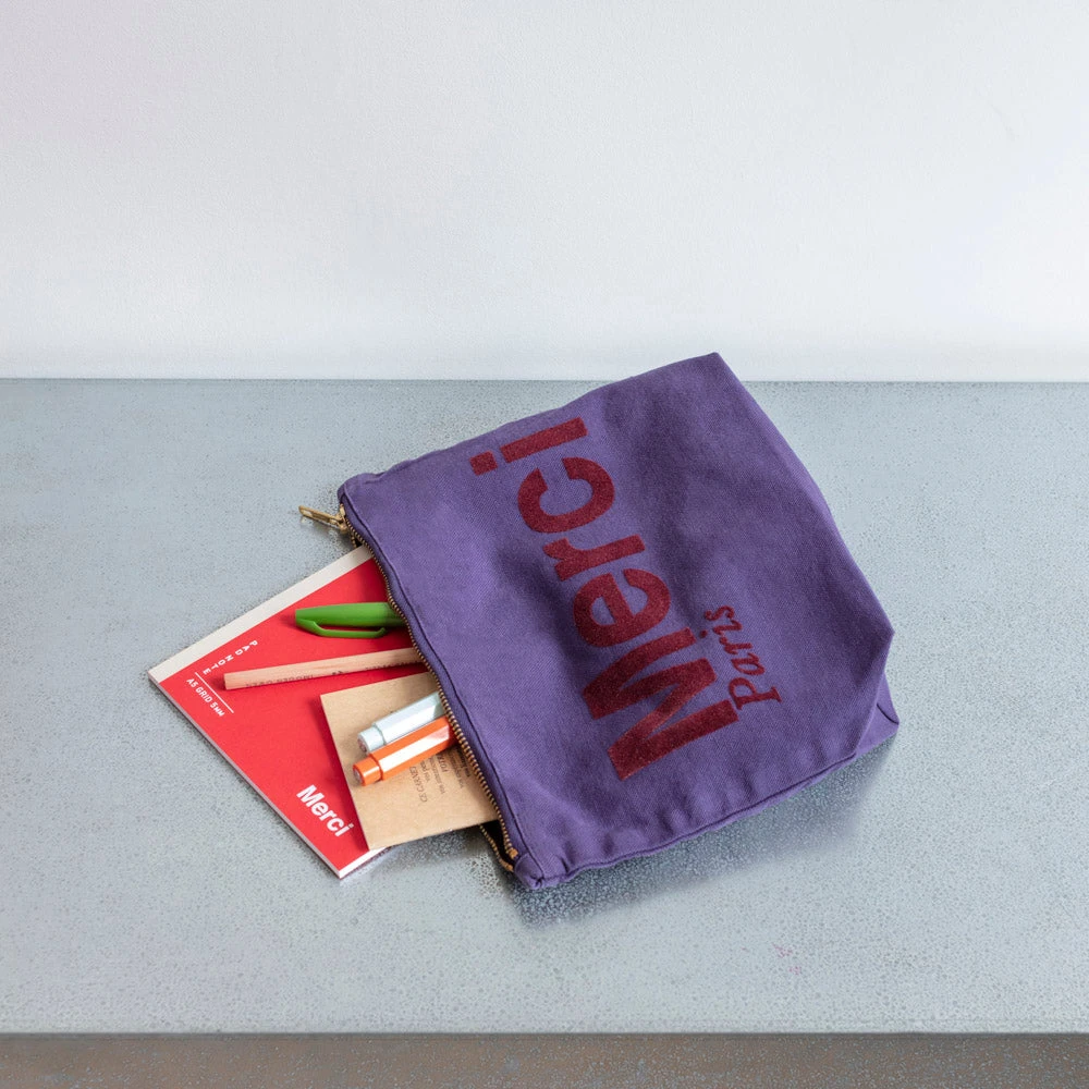 Merci - Pochette En Coton - Violet & Bordeaux 4 Merci - Pochette En Coton - Violet & Bordeaux – Image 2