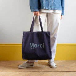 Merci - Tote Bag En Coton - Marine