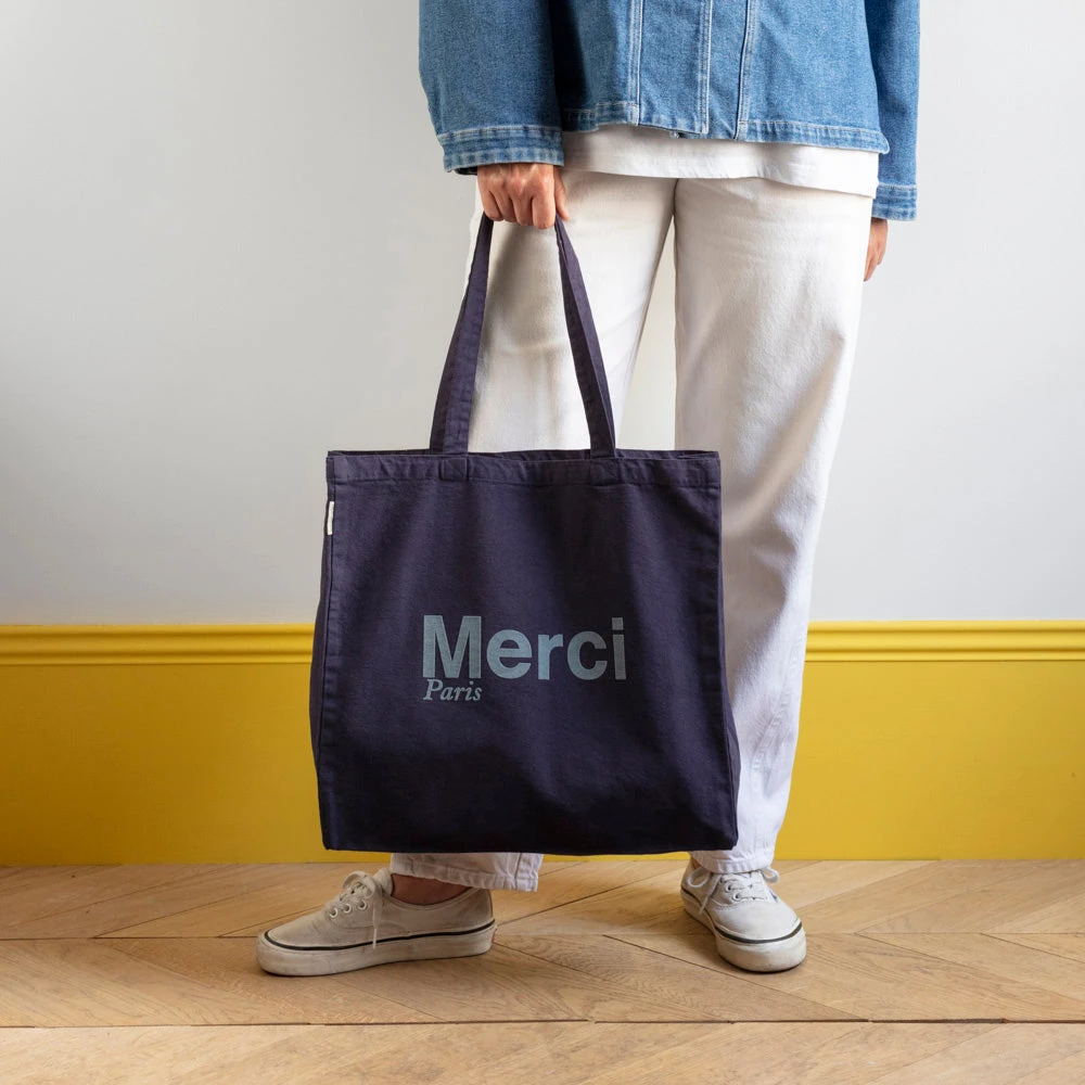 Merci - Tote Bag En Coton - Marine 3 Merci - Tote Bag En Coton - Marine