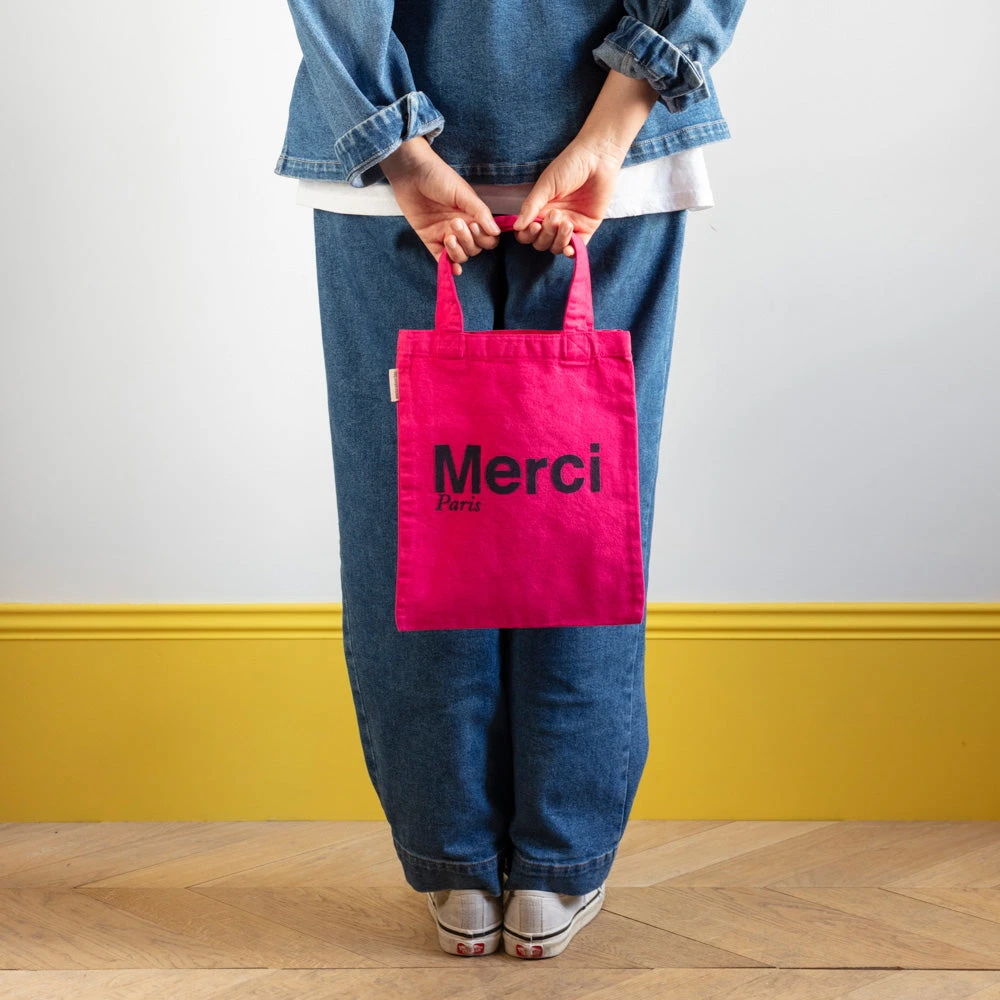 Merci - Tote Bag En Coton - Rose & Marine 5 Merci - Tote Bag En Coton - Rose & Marine – Image 3