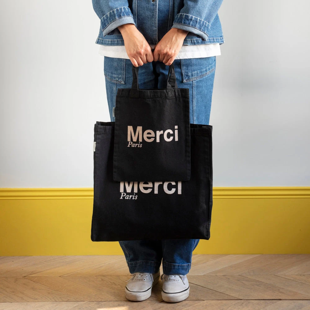 Merci - Tote Bag En Coton - Noir & Crème 4 Merci - Tote Bag En Coton - Noir & Crème – Image 2