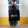 Merci - Tote Bag En Coton - Noir & Crème -Mode Vêtements Magasin MERCI packshots 270623 0812