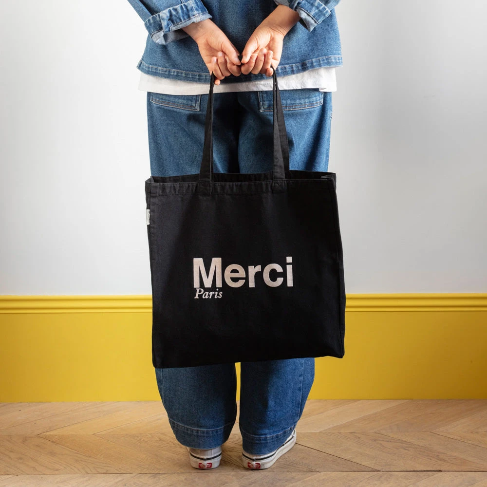 Merci - Tote Bag En Coton - Noir & Crème 3 Merci - Tote Bag En Coton - Noir & Crème