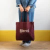 Merci - Tote Bag En Coton - Bordeaux & Crème -Mode Vêtements Magasin MERCI packshots 270623 0822