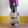 Merci - Tote Bag En Coton - Crème & Bordeaux -Mode Vêtements Magasin MERCI packshots 270623 0907