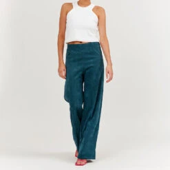 Sea Me Happy -Pantalon En Velours Côtelé Fin Gypsy - Bleu Canard