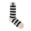 Beams Plus - Chaussettes Rayées - Blanc Et Bleu -Mode Vêtements Magasin RIB STRIPE SOCKS WHITE