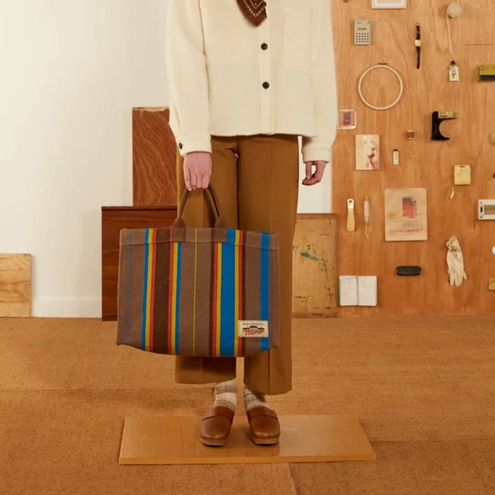 Moismont - Sac Cabas N°39 - Marron & Bleu 4 Moismont - Sac Cabas N°39 - Marron & Bleu – Image 2