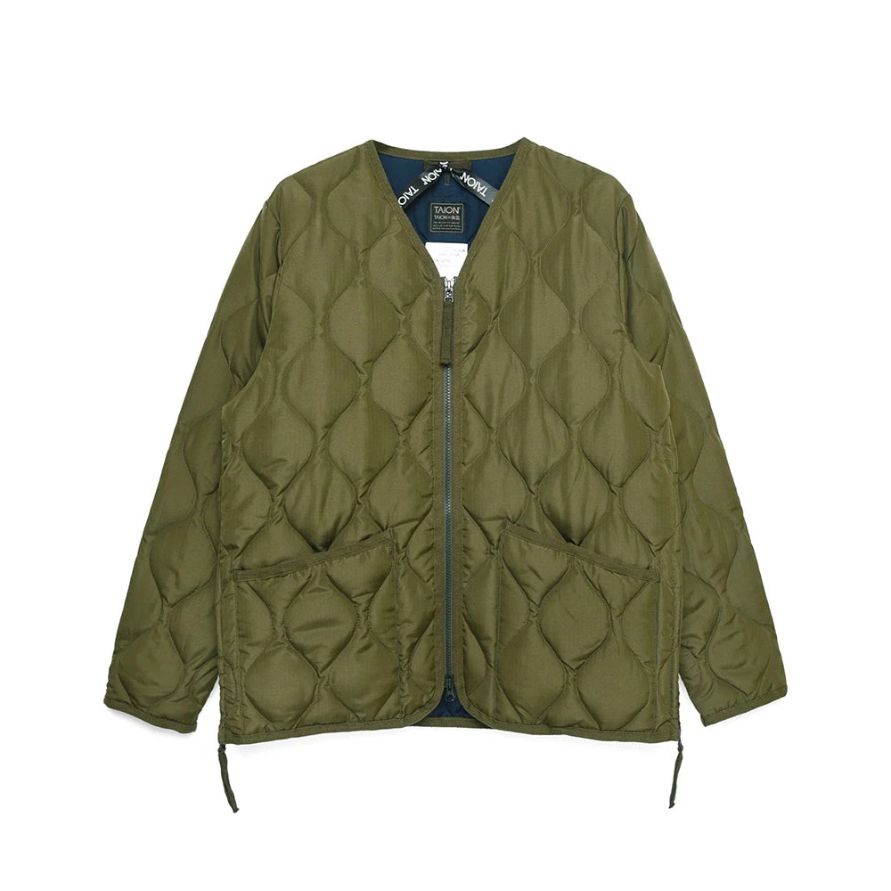 Taion - Veste Matelassée Col V - Olive 3 Taion - Veste Matelassée Col V - Olive