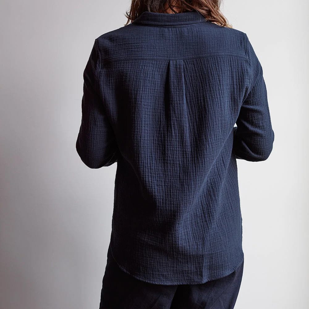 Merci - Chemise En Gaze De Coton - Marine 4 Merci - Chemise En Gaze De Coton - Marine – Image 2