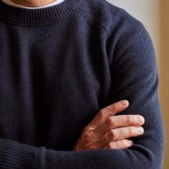 Merci - Pull Sweat Man En Cachemire - Bleu Marine -Mode Vêtements Magasin bleu de