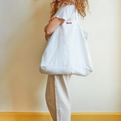 Cabas En Lin Lavé Merci - Blanc Optique