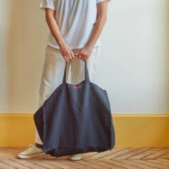 Cabas En Lin Lavé Merci - Bleu Encre