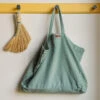 Cabas En Lin Lavé Merci - Vert Céladon -Mode Vêtements Magasin cabas celadon