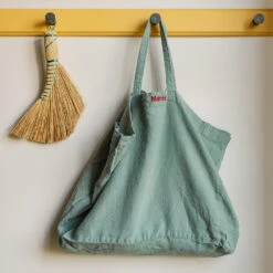 Cabas En Lin Lavé Merci - Vert Céladon